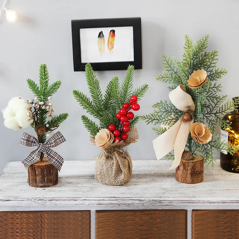 

Маленькая Рождественская елка 25 см, маленькая сосна, настольное украшение на окно, искусственное растение в горшке, настольные украшения «с...