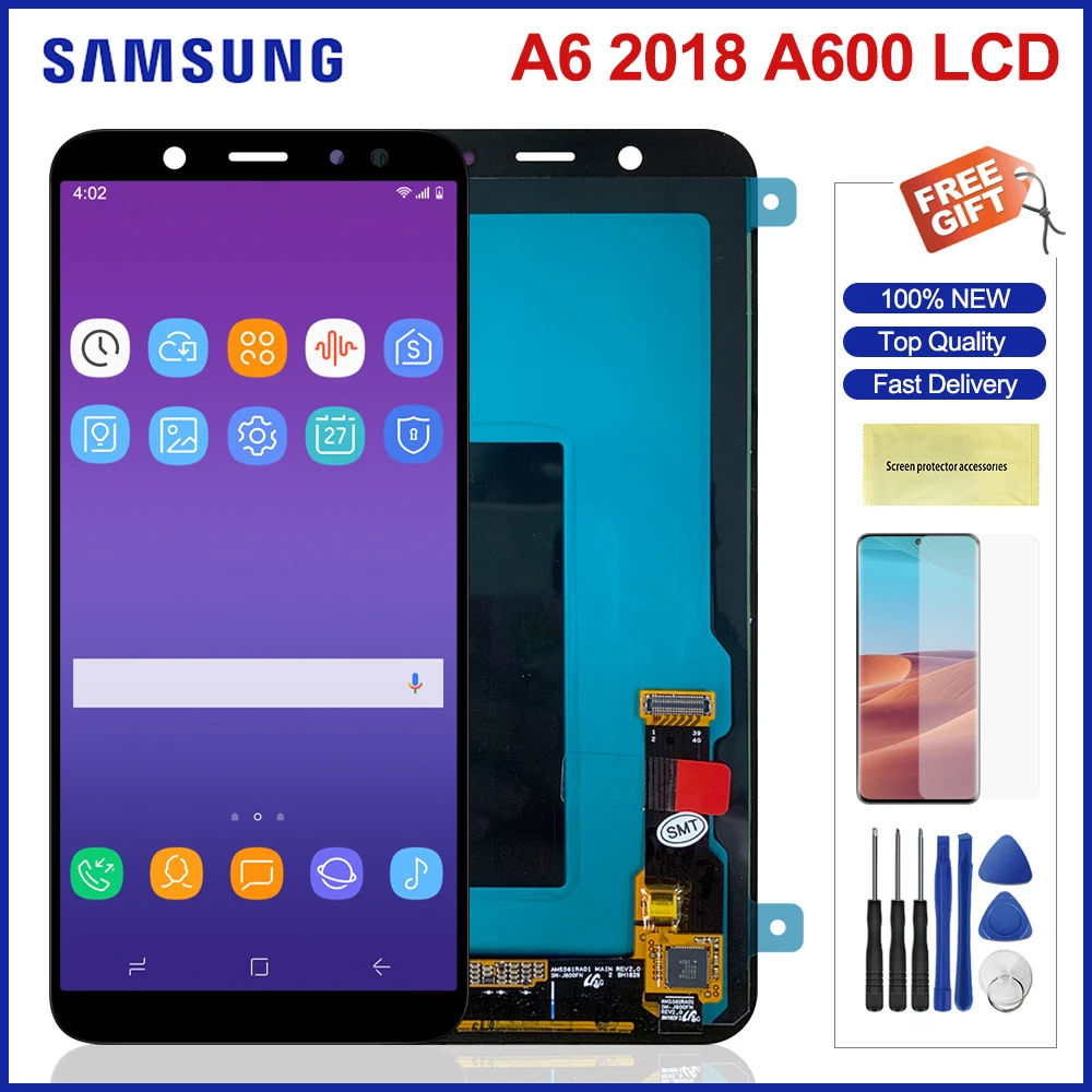 

ЖК-дисплей 5,6 дюйма A600 для Samsung Galaxy A6 2018, ЖК-дисплей, сенсорный экран, панель, дигитайзер, Запчасти для Samsung A600, A600F, A600A, A600FN, ЖК