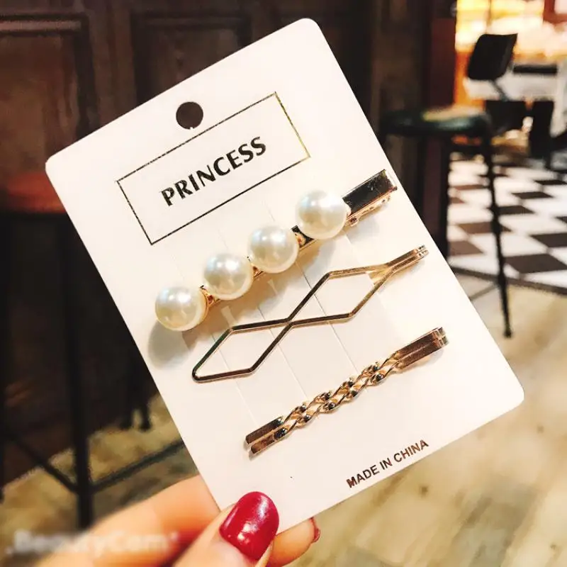 3 шт./компл. жемчужная золотая металлическая заколка для волос женщин аксессуары