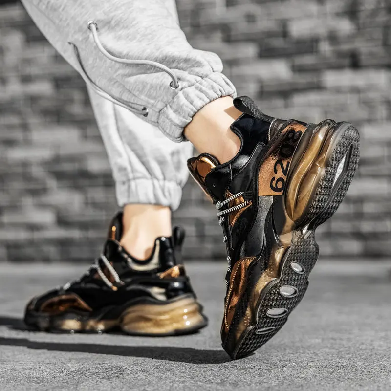 

Fashion Luxury Black Gold Men's Shoes Casual Luxury Sneakers Male High Quality Popcorn Chunky Sneakers Mens Trainers Zapatillas