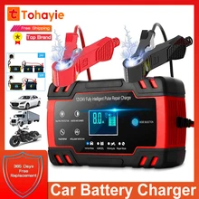 Amazo Car Battery Charger Enhanced Edition 8A 12V/4A 24V Car Battery Charger Charges Automotive Smart Portable Battery Charger