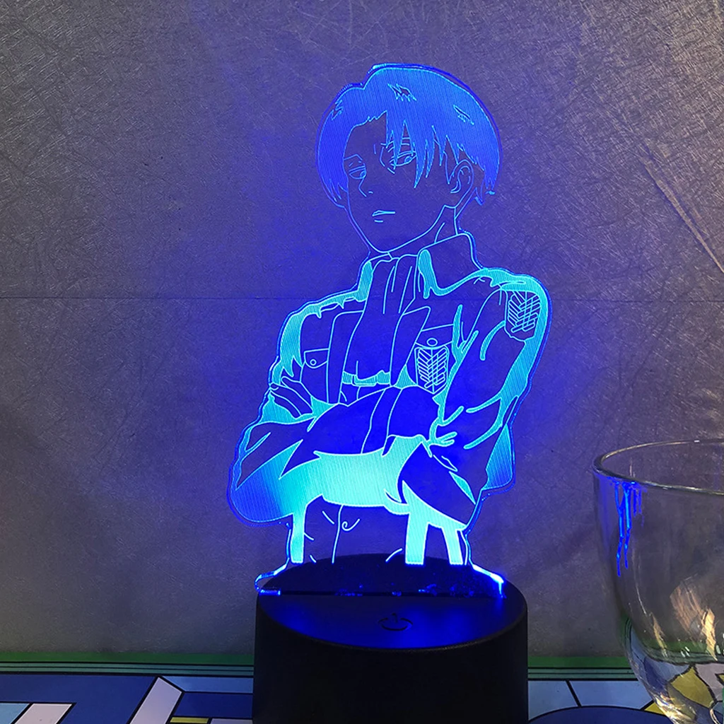 Светодиодный ночник для детей атака на Титанов аниме фигурка светильник Леви