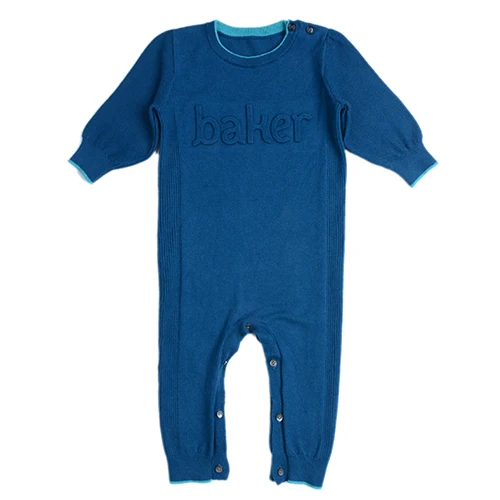 Для новорожденных мальчиков голубой комбинезон вязаный для хлопковый свитер