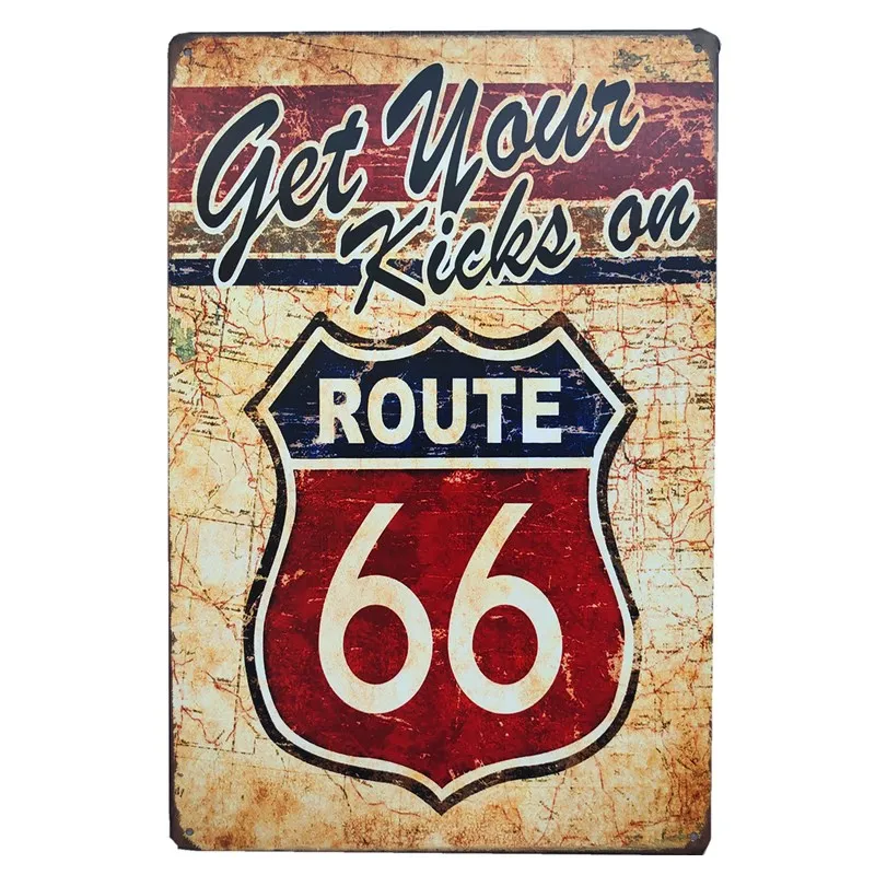 Route 66 металлическая жестяная вывеска винтажная табличка с металлическим декором