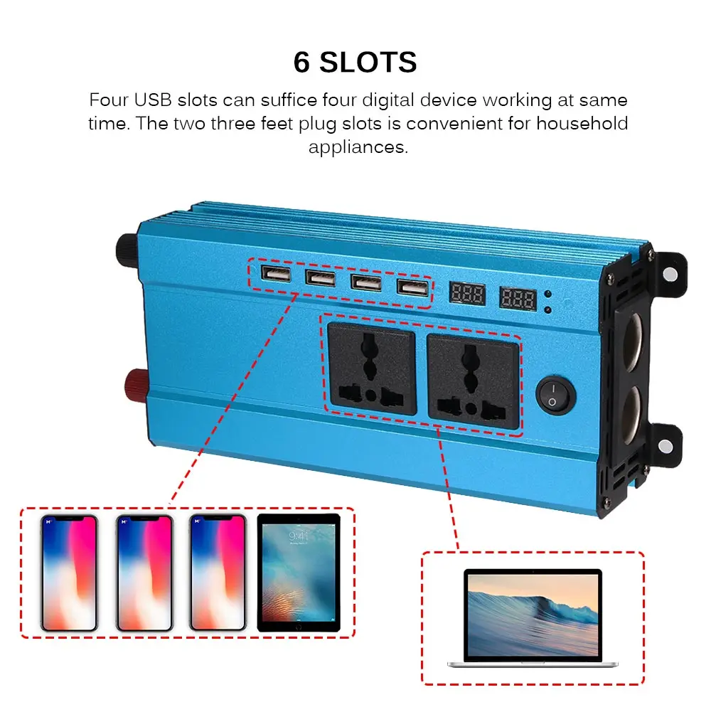 Солнечный инвертор DC12v DC24v 5000 Вт преобразователь напряжения трансформатор 4 USB