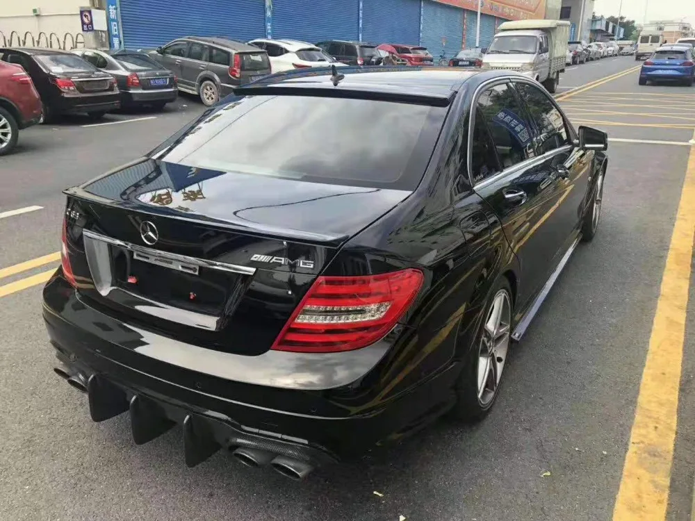 Карбоновый Автомобильный задний бампер спойлер для губ автомобильный диффузор для Mercedes-Benz W204 C63 AMG 4 двери 2009 2010 2011