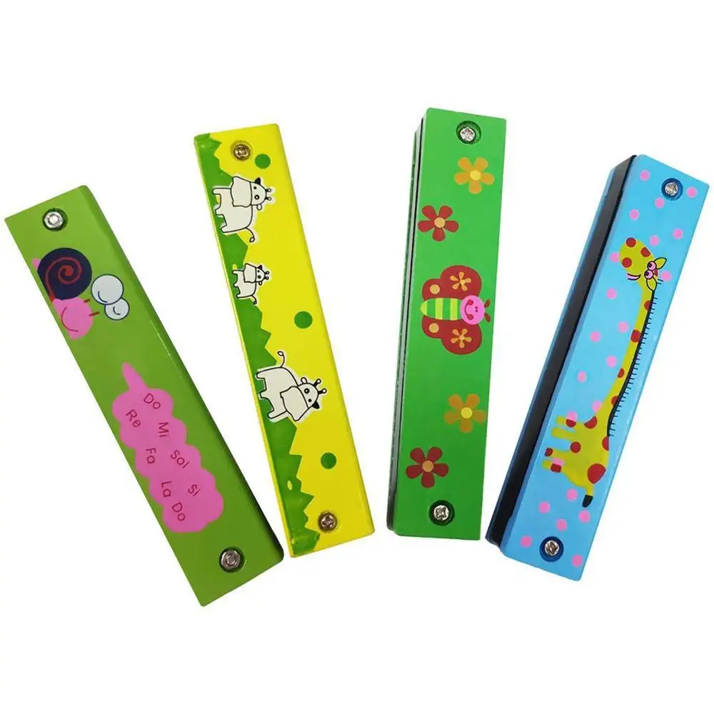 16 Holes Cute Harmonica Musical instrument Montessori Cartoon Gift Pattern Kids Kids Instrument Toys Educational Children W T8M5