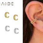 AIDE геометрический полые пирсинг серьги Carrting колошения C Форма 925 пробы серебряные серьги-клипсы для ушей кольцо для носа и уха манжеты