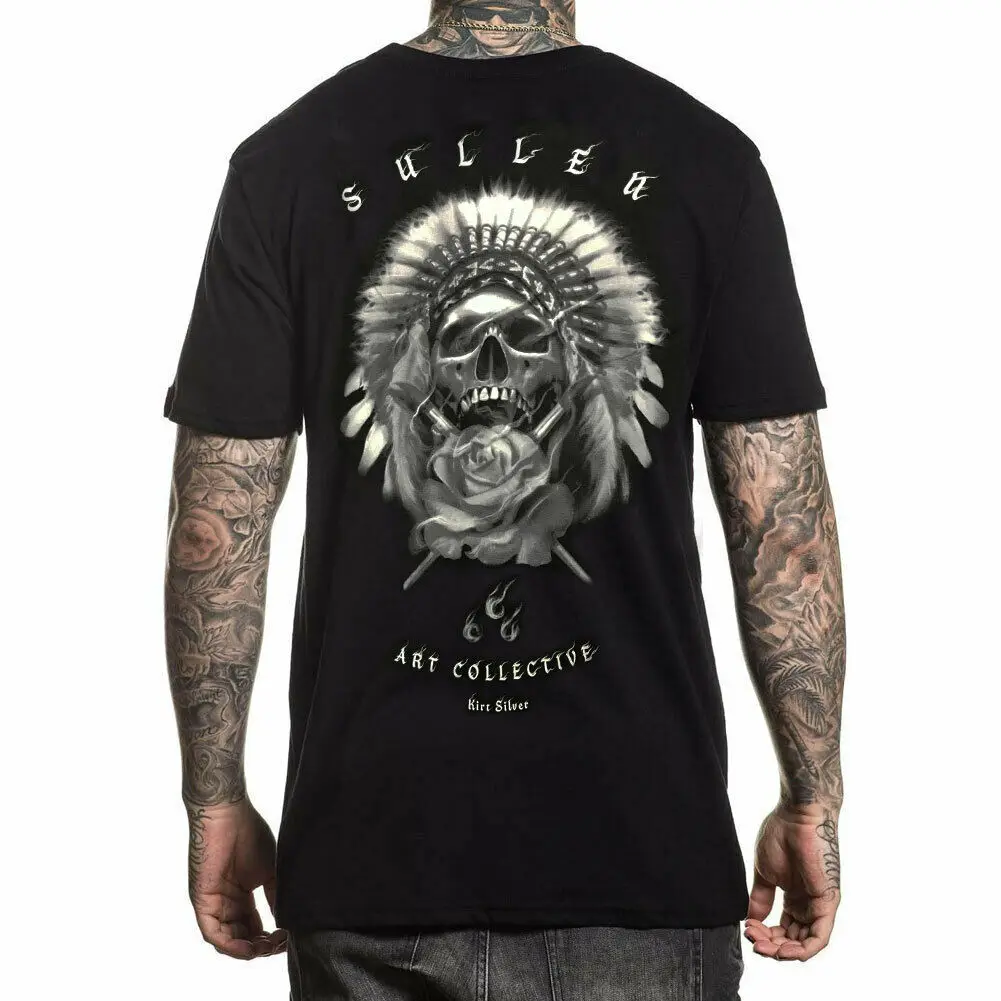 Мужская Серебристая футболка Sullen с коротким рукавом черная одежда серебристая