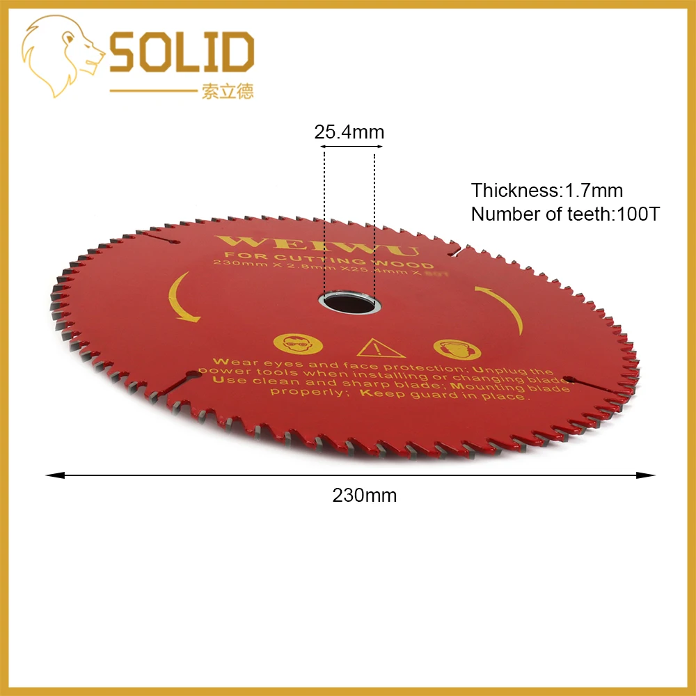 

230mm Carbide Circular Saw Blade Wood Cutting Blade Round Wheel Discs for Woodworking Cutting Bore 25.4mm 40/60/80/100T Red