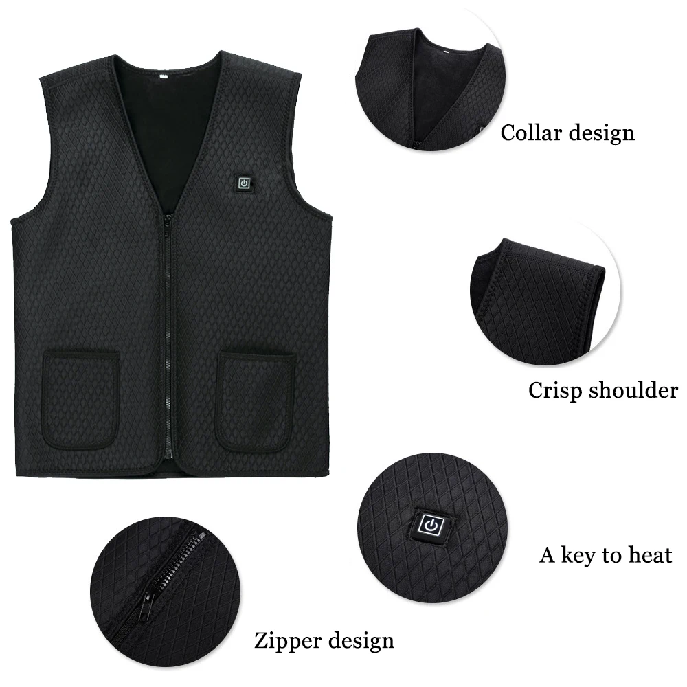 Мужской жилет для мотоциклистов уличный с инфракрасным подогревом USB зимняя