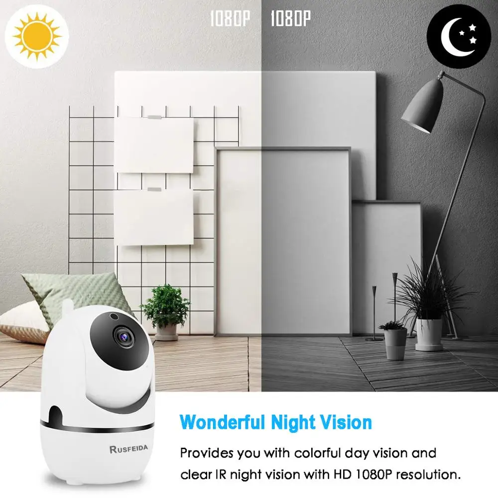 RUSFEIDA 1080P 3MP Беспроводной Wifi ip камера наблюдения с Камера домашние Смарт 2 4 ГГц