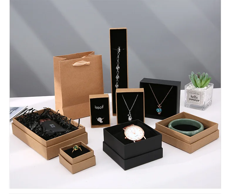 Коробка из черной и крафтовой бумаги 1 шт. квадратные прямоугольные упаковочные