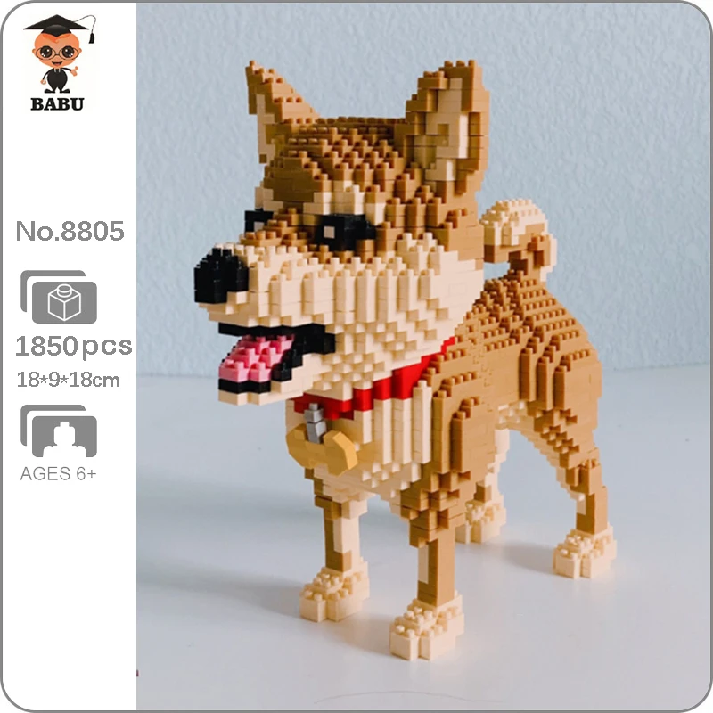 

CB Babu 8805 мультфильм Сиба-порода собака животное домашнее животное 3D модель 1850 шт. DIY Мини Алмазные блоки кирпичи игрушки для детей без коробки