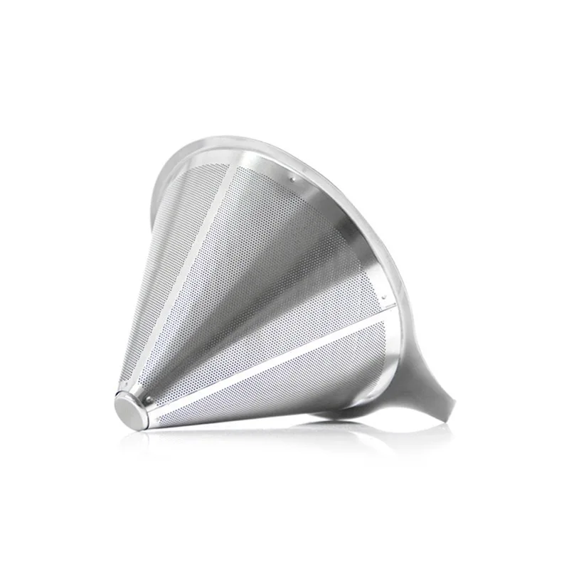 

304 Stainless Steel Reusable Coffee Filter Holder, Double-Layer Filter-Free Funnel, Drip Coffee Filter With Holder