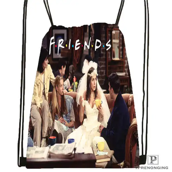 Custom friends-литая походная сумка на шнурке милый рюкзак для детей (черная спинка) 31x40