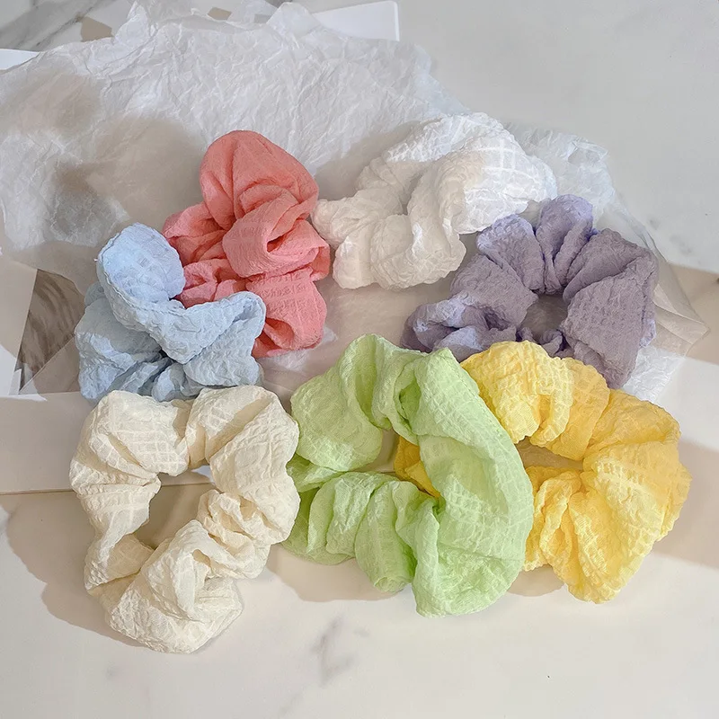 

Bubble Cotton Plaid Scrunchies Macarons Color Simple Cute Girl Hair Ties Fashion Ins Style Wholesale Hair Rope Hair Accessories
