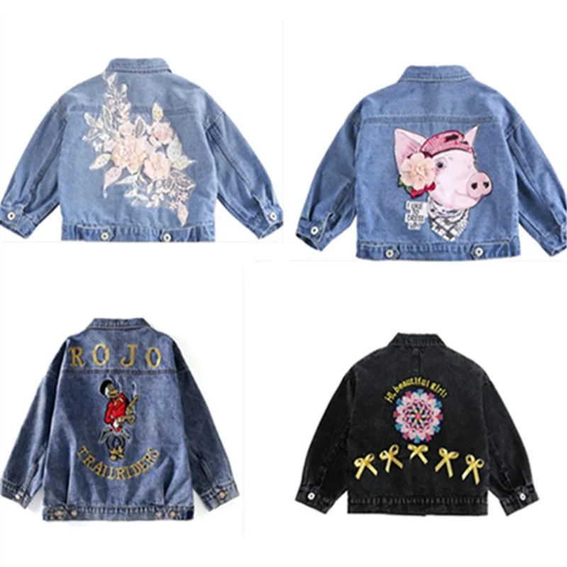 Куртка для маленьких девочек пальто новая модная одежда с цветочной вышивкой на