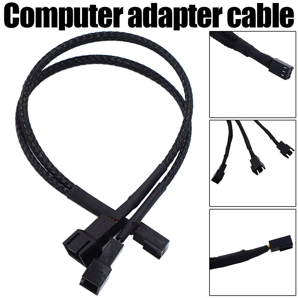

1PC 3 Pin Splitter Cable Female Sleeved Braided Adapter Cable For Computer CPU Case Fan Sleeved Adapter Power Cable