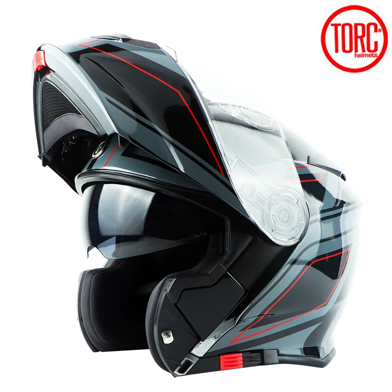 Мотоциклетный шлем TORC Moto Casco мотоциклетный с откидной крышкой двойными линзами