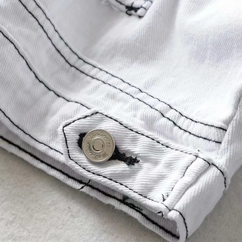 

KBAT Fashion Women White Denim Jeans Jackets 2021 Streetwear Pocket Casual Pockets Coat Ladies Short Loose Style Tops