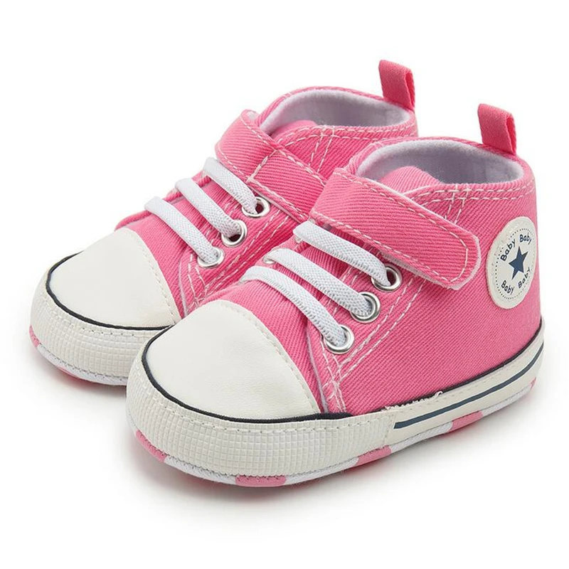 

2021 Kruleepo Baby High Top Canvas Shoes Classic Children Kids Girl Soft-Soled Leisure Design First Walkers Antislip Shoes