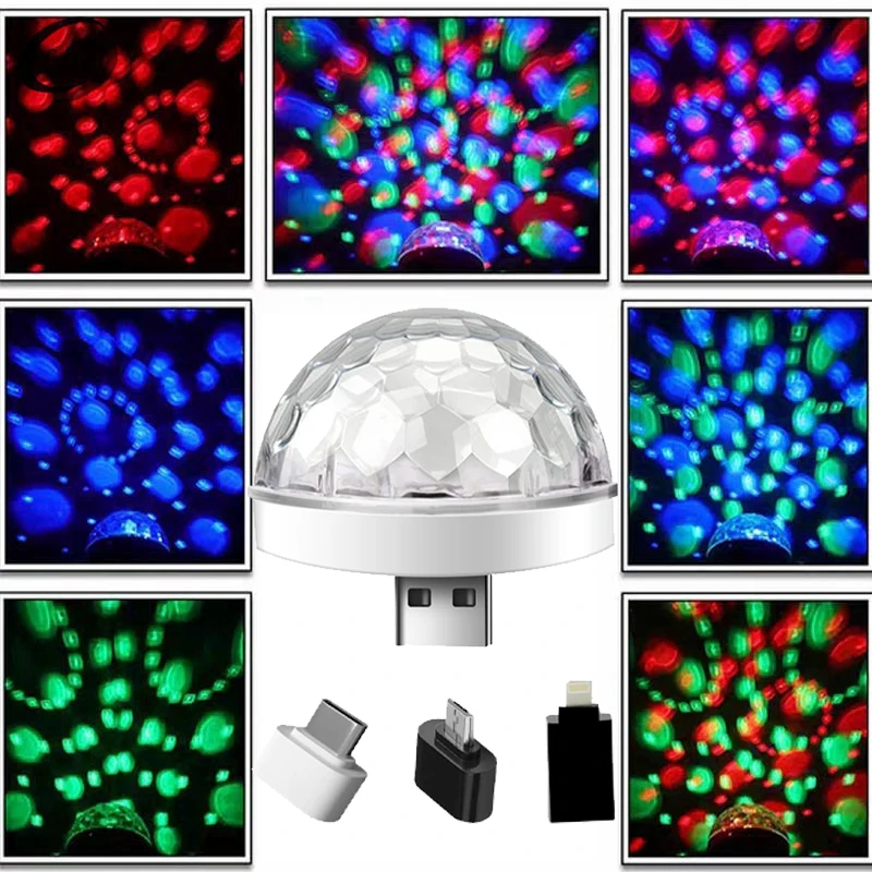 Автомобильная лампа с USB-разъемом DJ RGB миниатюрный Красочный музыкальный