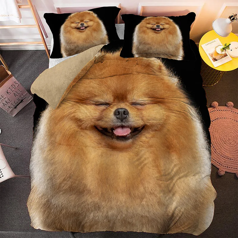 

Lovely Smile Puppy Pet Doggie Single Full Home Duvet Cover Bedding Set 2/3pcs Queen King Double Size Bed Sets CN(Origin)