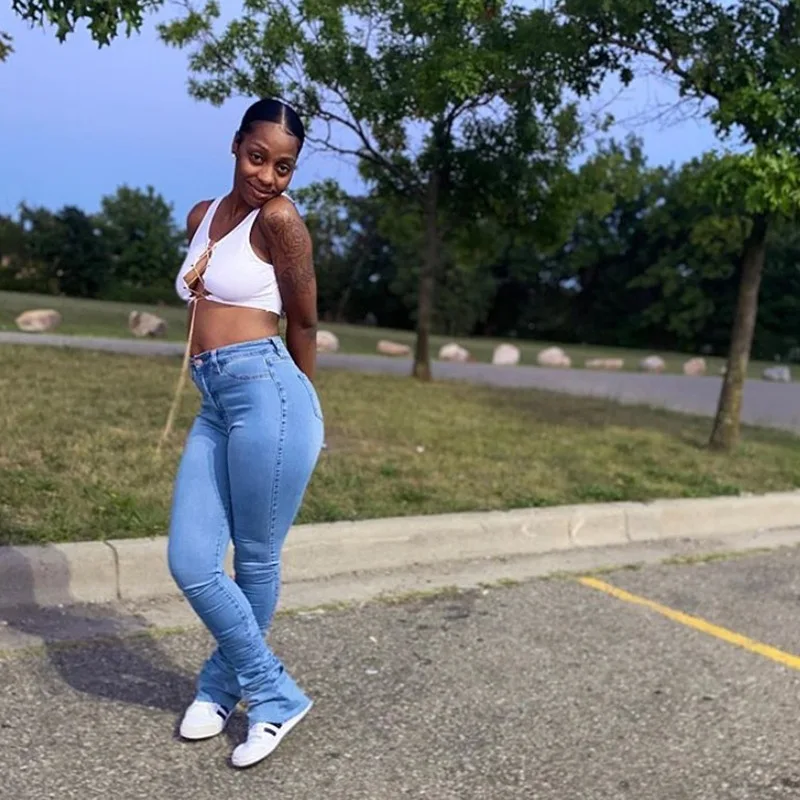 

Осенние повседневные джинсы с дырками, женские узкие джинсовые брюки-карандаш с высокой талией, уличная одежда, женские брюки