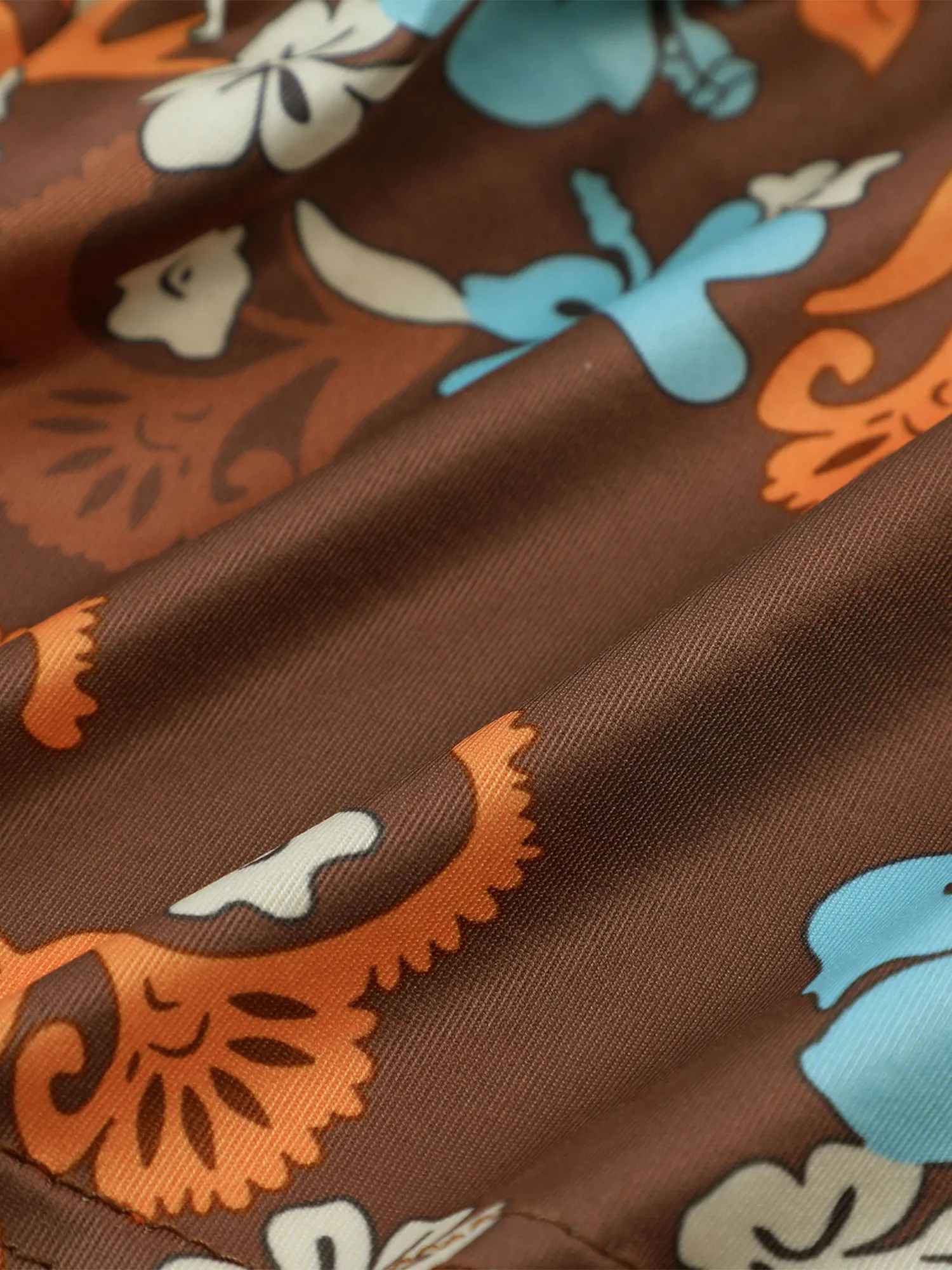 

New Women Sexy Deep V-Neck Vest Brown Floral Printed Pattern Sleeveless Crop Tops Unique Style Refined Eye-Catching S/ M/ L