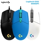 Logitech G102 оригинальная RGB 6 кнопок Lightsync Проводная игровая оптическая мышь 8000DPI портативные мыши для переноски для компьютера ноутбука