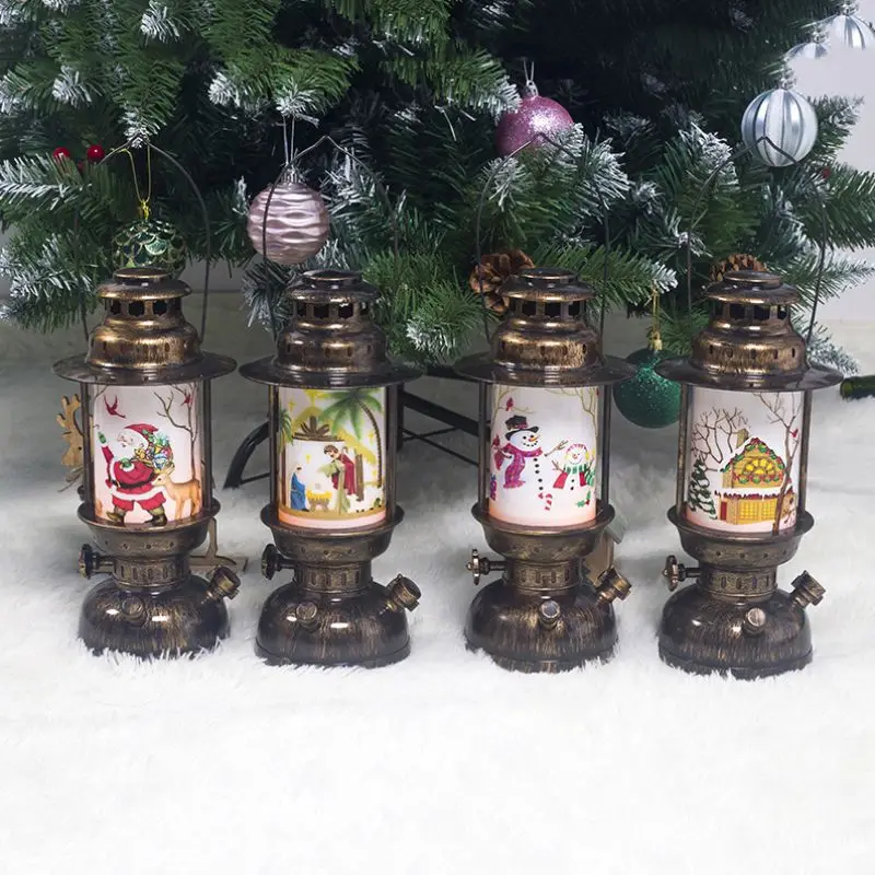 

Christmas LED Hurricane Lantern Holiday Lighting Table Lamp Festive Home Decor