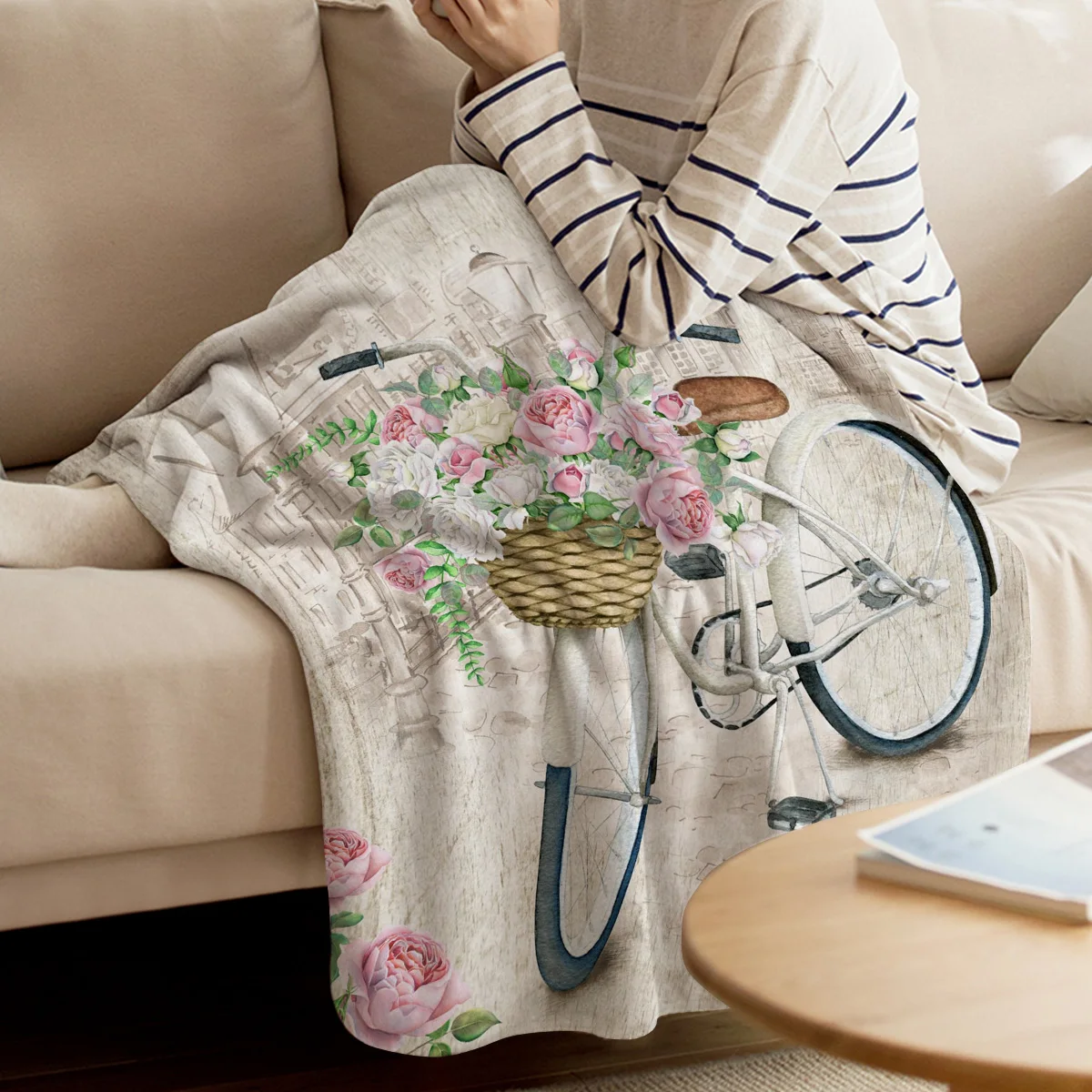 Красная корзина с лепестками для велосипеда теплое одеяло из микрофибры