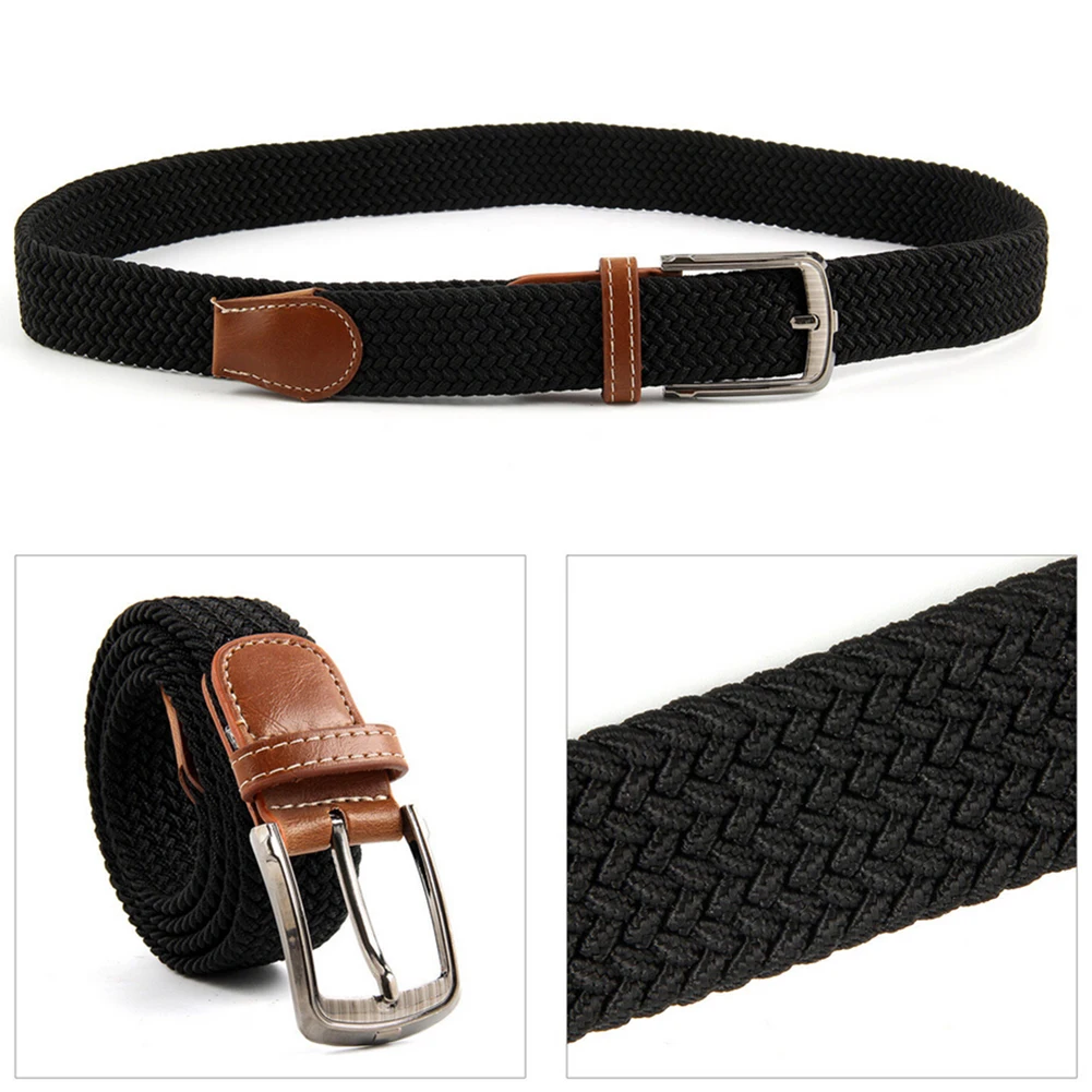 Модный плетеный эластичный ремень с металлической пряжкой для мужчин и женщин 11