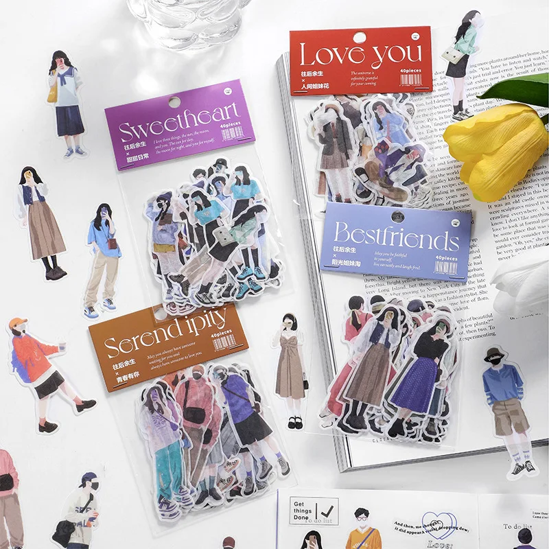 

40 Pcs Fashion City Girls Boys Outfit Stationery Sticker Scrapbooking Planner Journal Diary Diy Decorative Label Craft Stickers