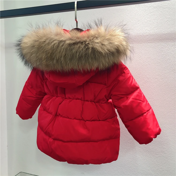 Длинное зимнее пальто для девочек утепленная куртка с капюшоном на талии Модное