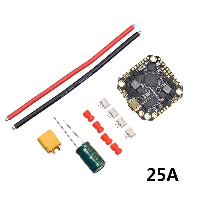 

JHEMCU GHF411AIO Pro F4 OSD Flight Controller Built-in 25A/35A BLheli_S 2-6S Brushless ESC for Toothpick Drone FPV Racing-25A