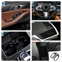 abs carbon fiber accessories interior refit kit for bmw x5 g05 2019 2021 air ac steering wheel water cup holder cover trim