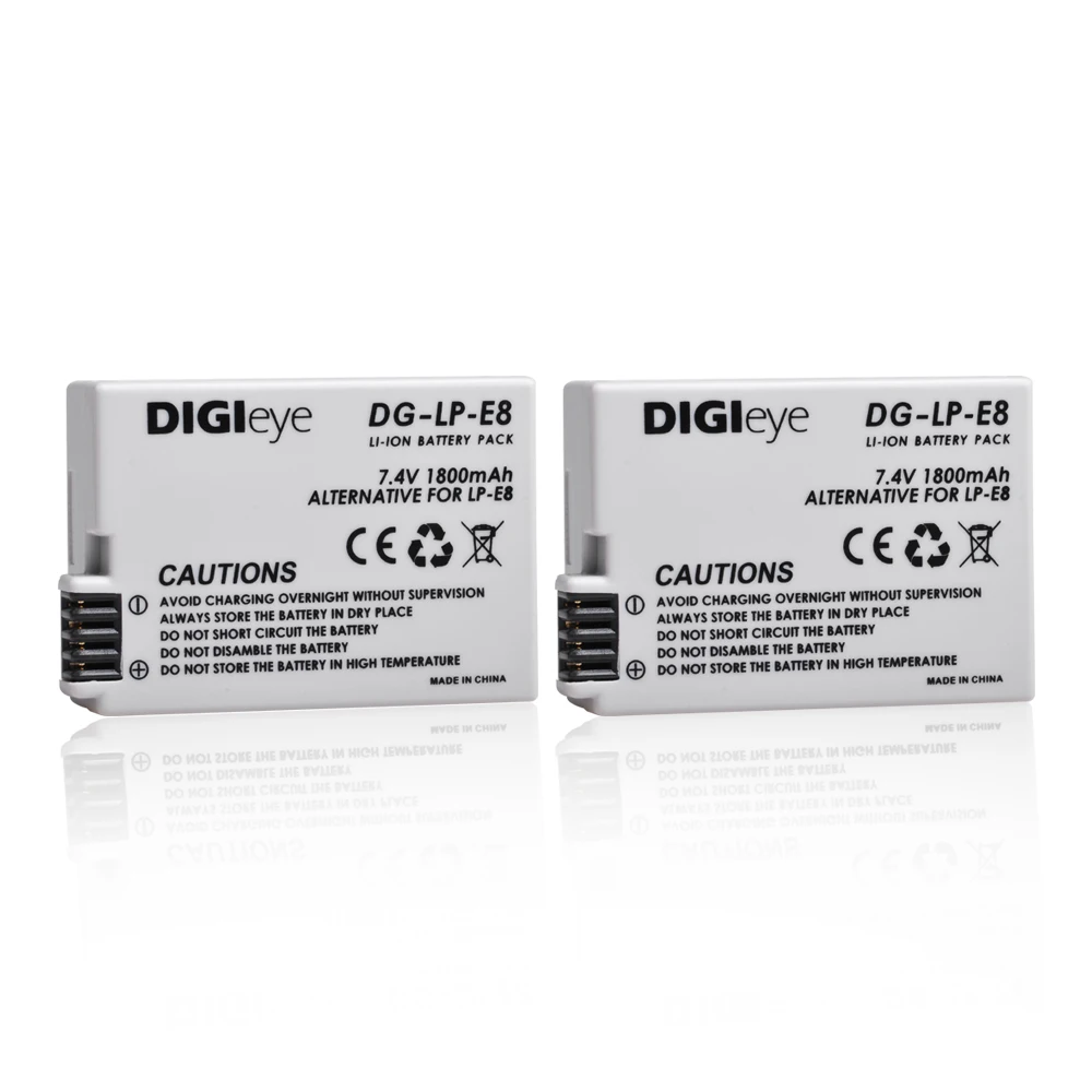 Аккумулятор LPE8 LP E8 2 шт. 1800 мАч для камер Canon Rebel T3i T2i T4i T5i EOS 600D 550D 650D 700D Kiss X5 X4