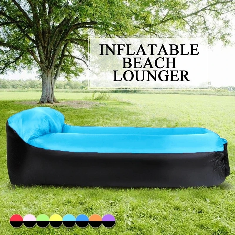 Inflatable Portable Sleeping Bag Outdoor Camping Bed Folding Lounger Sofa Camp Beach Air Mattress Picnic Chair Indoor Couch | Спорт и