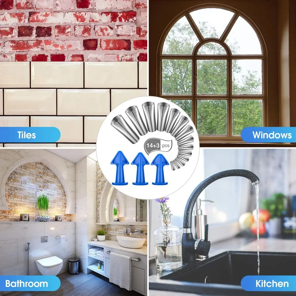 

17 Pcs Caulk Nozzle Scraper Set Applicator Silicone Caulking Tools Sealant Nozzle Caulking Epoxy Piston Nozzle Accessories