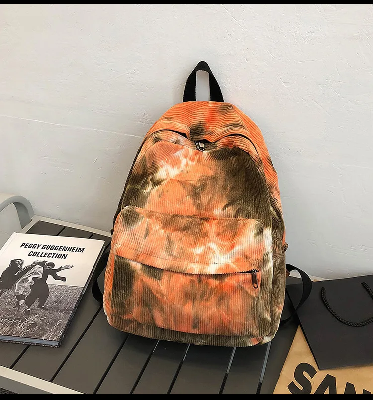 Женские вельветовые рюкзаки повседневные однотонные вместительные школьные