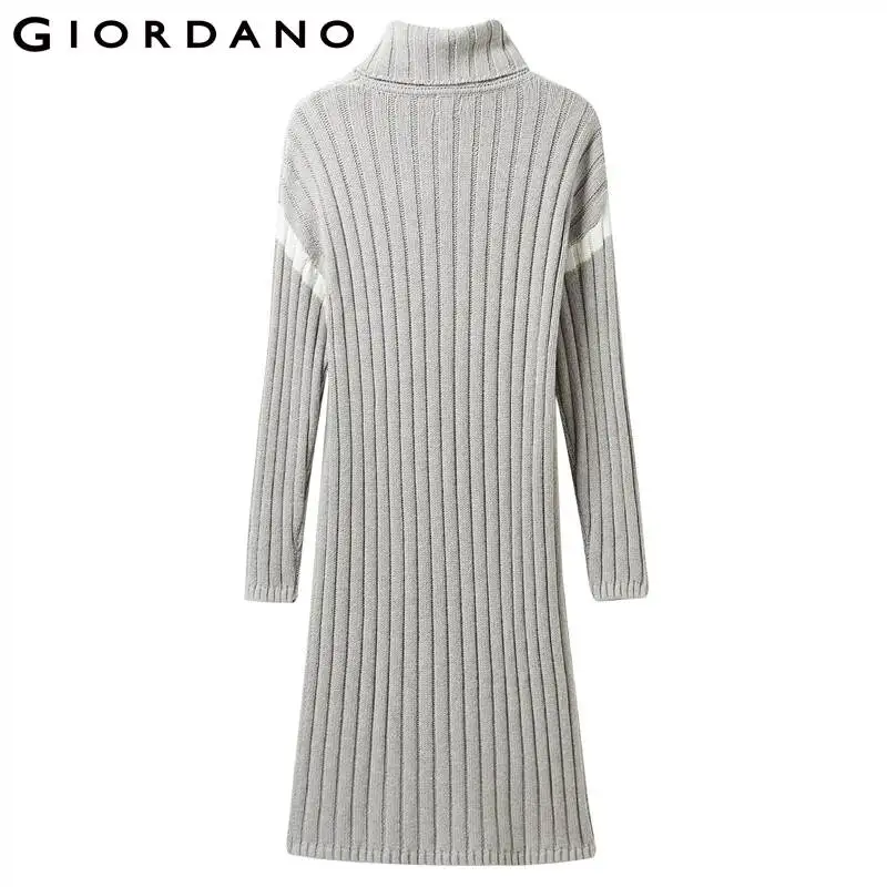 Giordano женское платье с высоким воротом контрастного цвета с длинными рукавами Vestidos 12 иглы вязание теплый халат Femme 05469888