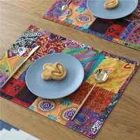 1pc 32x45cm american bohemian western placemat insulation pad thick cotton linen anti scalding table mat