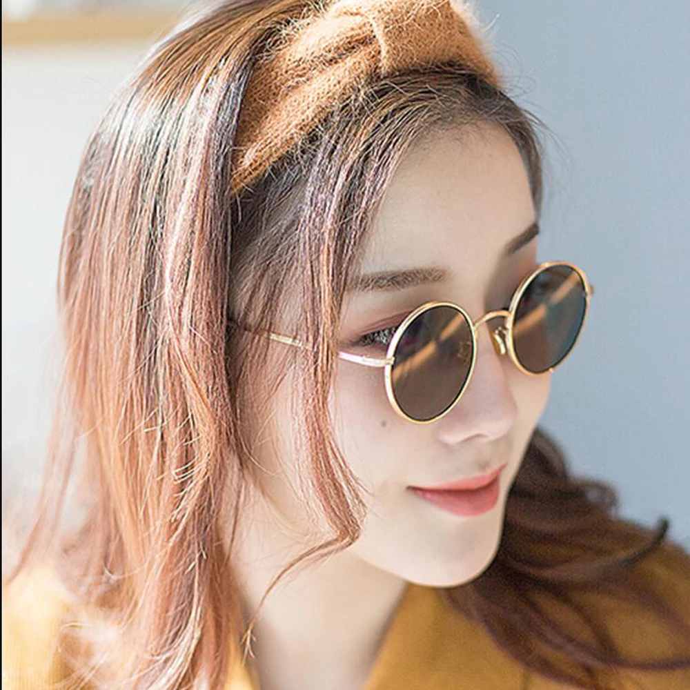 

Women Men's Sun Glasses 2021 Vintage Round Metal UV400 Decorative Frames Black Driving Personality Steampunk Glasses