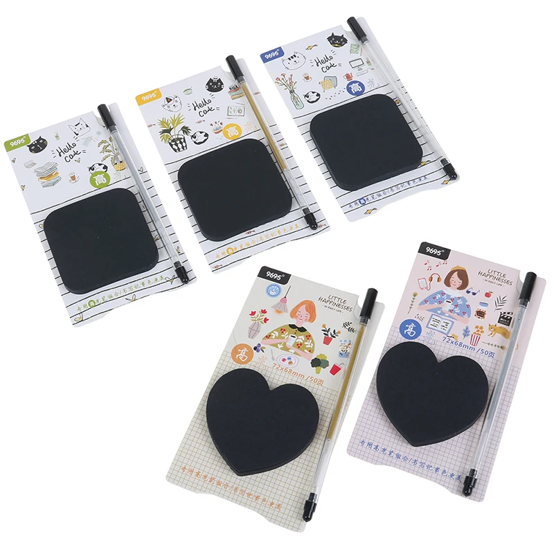 Black Color Sticky Notes With Fluorescent Pen Set 50 Sheets Creative Office Stationery Self-Adhesive Note Pads 2019 New |