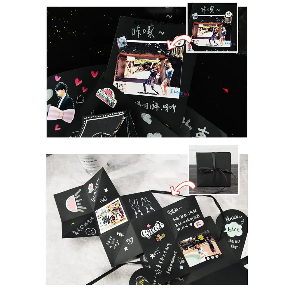 1 шт. шестигранный 5 Слои 6 двухсторонняя взрыв подарочной коробке DIY Фотоальбом