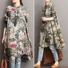 Рубашка с винтажным принтом, женские осенние блузки 2022 ZANZEA, повседневные Длинные Топы с длинным рукавом, Женская туника с цветочным принтом