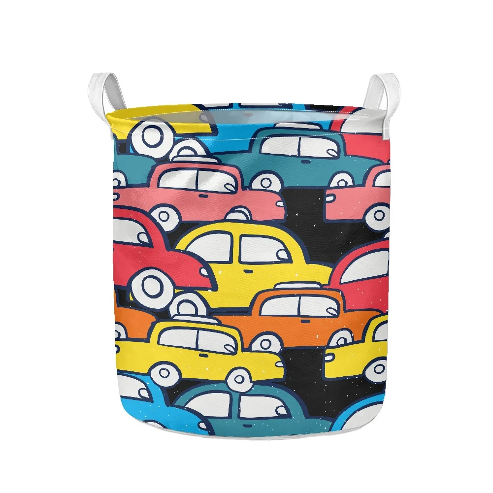 

Household Laundry Basket Cartoon Trucks Print Dirty Bathroom Clothes Storage Bins Children Toys Organizer Box Sundries Organizer