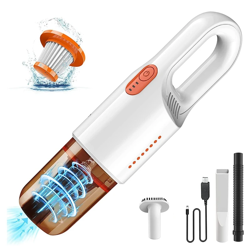 

Handheld Vacuum Rechargeable Portable Cordless Vacuum Cleaner Washable HEPA Filter Ultra Lightweight for Car/Home/Hair